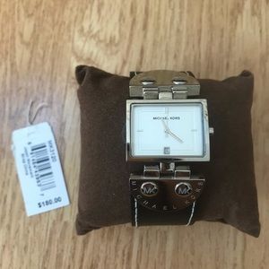 Michael Kors Black Leather Bracelet Watch